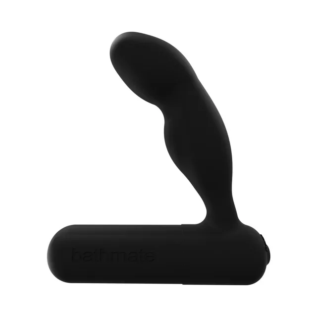 Black Bathmate curved prostate vibe on horizontal base