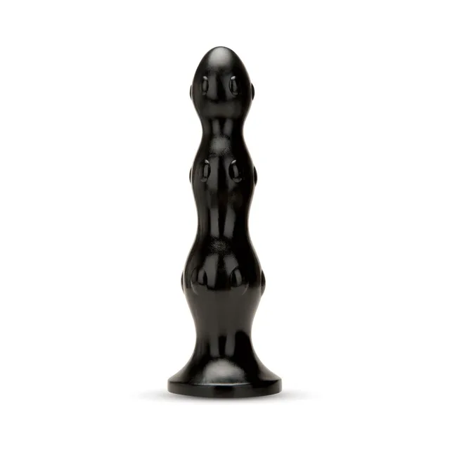 Upright view of black Prowler RED plug with three rounded sections