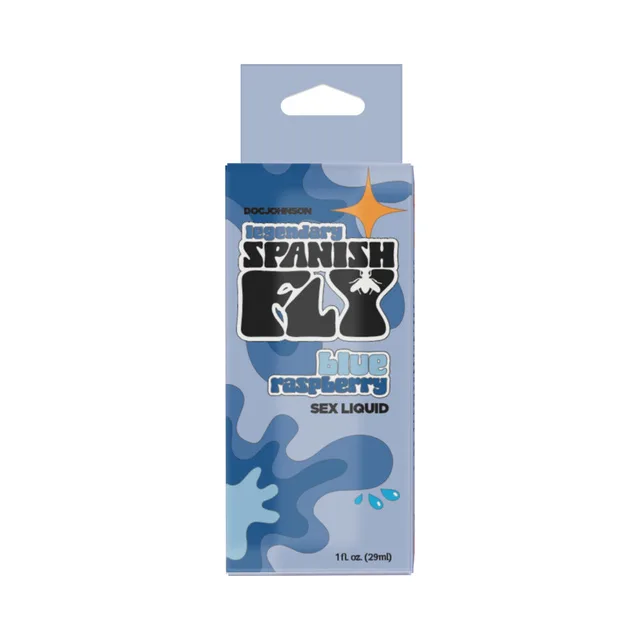 periwinkle Spanish Fly Blue Raspberry 1 oz bottle inside blue hanging carton