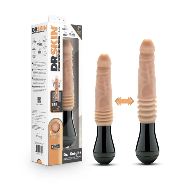 beige Dr. Skin Dr. Knight handled dildo with two views and retail box