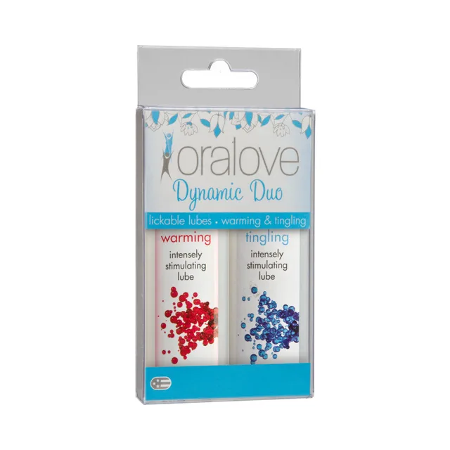 Oralove Warming & Tingling Duo white blue hanging box front