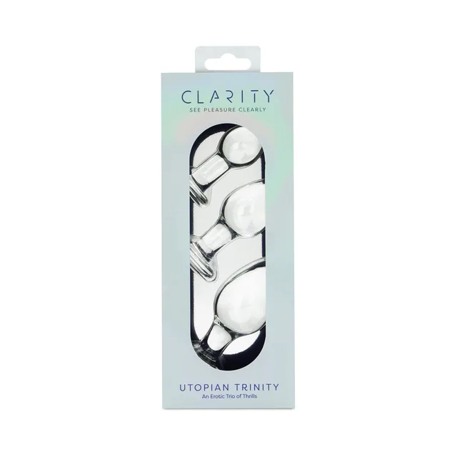 Clarity Utopian Trinity three clear glass plugs in retail box