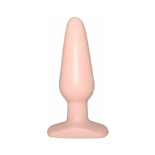 Medium vanilla anal plug with long tapered body and T base
