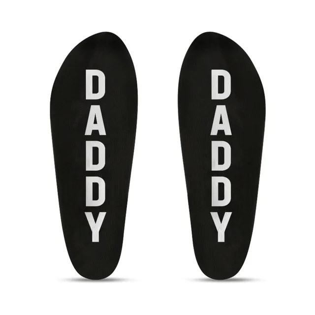 Black soles of Prowler RED socks with white Daddy lettering