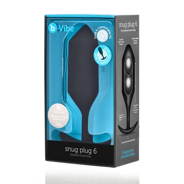 Black and teal b-Vibe Snug Plug 6 weighted plug retail box