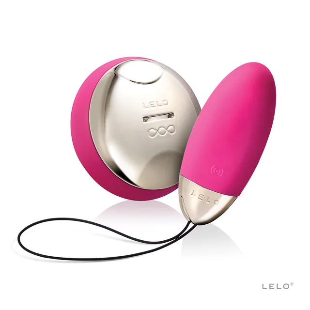 cerise LELO Lyla 2 bullet vibrator with round silver wireless remote
