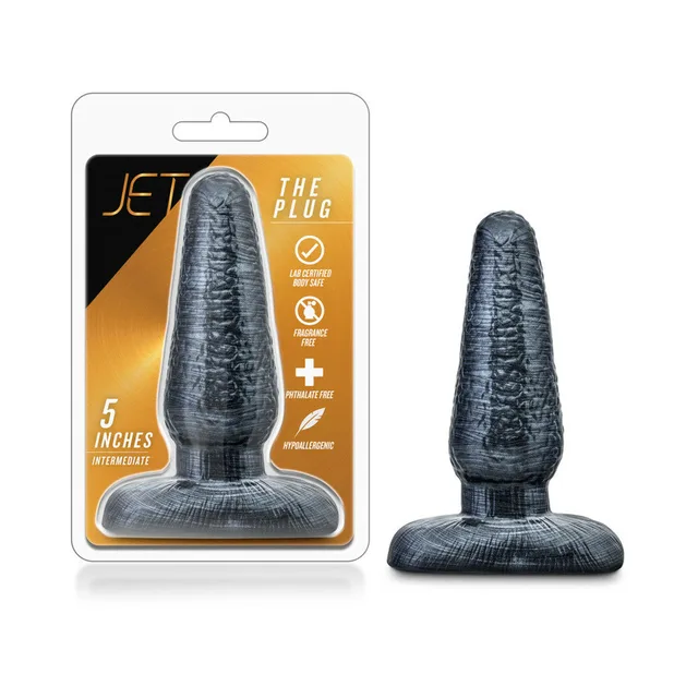 Jet The Plug carbon metallic black plug beside retail package
