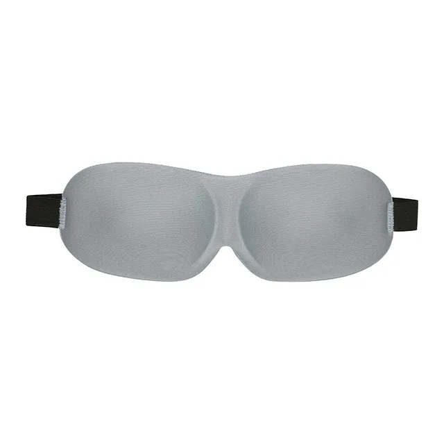 Front view of silver-gray Ouch 3D mask with black straps