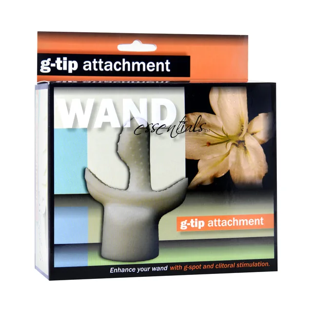 XR Brands Wand Essentials white G-Tip attachment inside orange and black retail box