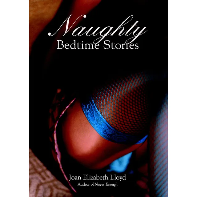 black Naughty Bedtime Stories cover with blue and red cropped lingerie photograph