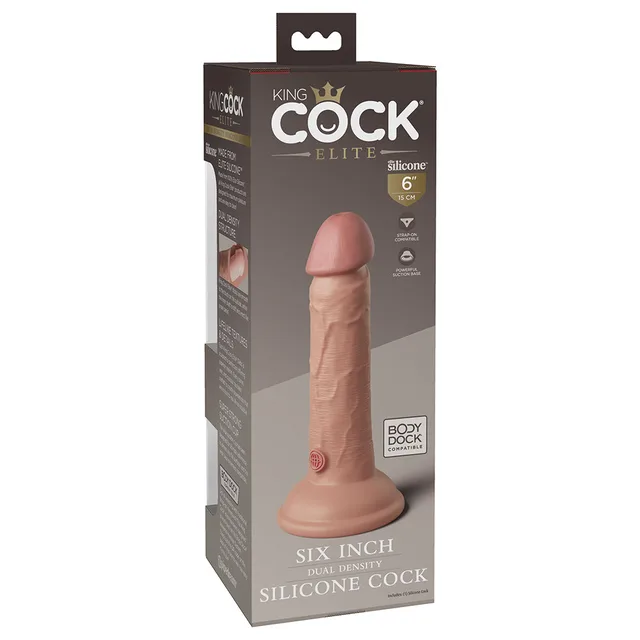 King Cock Elite Beige 6-inch dildo angled retail box
