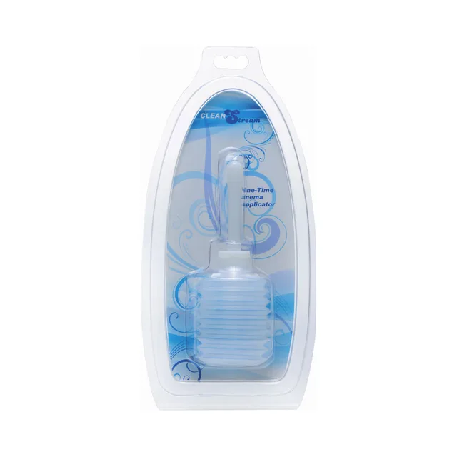 clear CleanStream disposable enema applicator in blue blister packaging