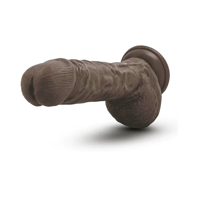 Blush Au Naturel Big Billy Brown 9 Inch Dildo horizontal view of shaft and balls