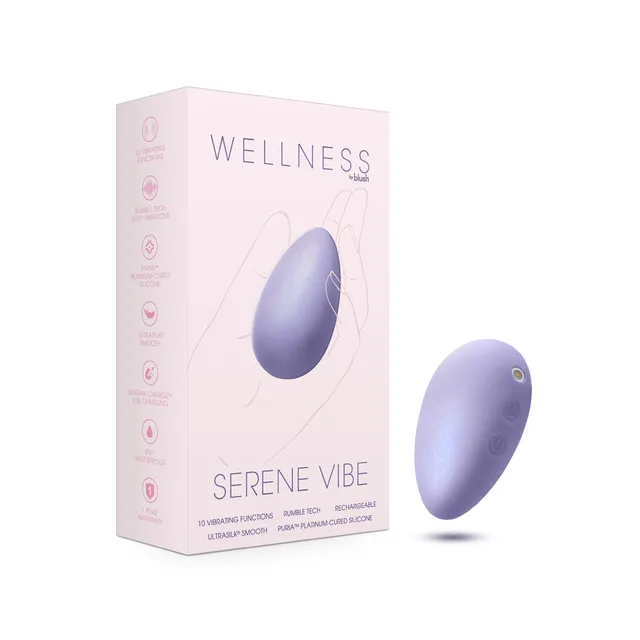 lavender Wellness Serene Vibe oval palm massager beside white box