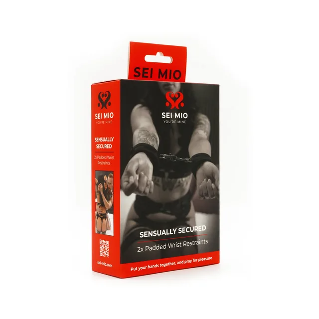 SEI MIO Sensually Secured pair of velvet wrist restraints retail box