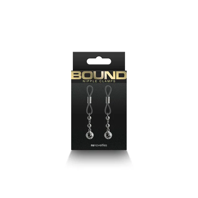 NS Novelties Bound D1 gunmetal loop nipple clamps front retail package