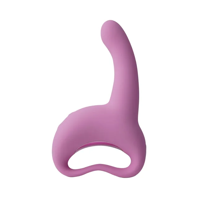 Camtoyz Squirty magenta open-handle vibrator upright view of curved arms and oval handle