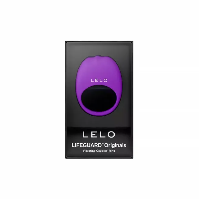 Purple LELO LIFEGUARD Originals vibrating penis ring in black box