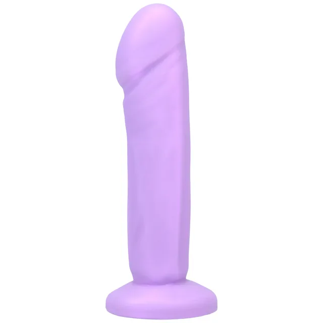 Left angle of lavender Tantus Vamp with rounded defined head