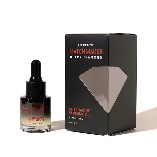Eye of Love Matchmaker Black Diamond perfume oil dropper bottle with black carton