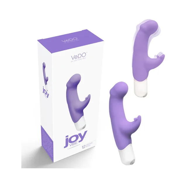 VeDO Joy Orgasmic Orchid rabbit vibrator beside purple retail box