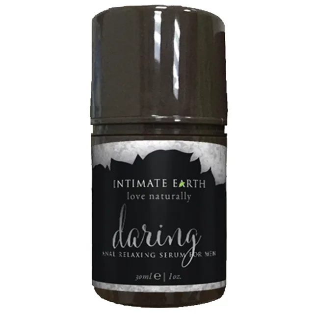 Intimate Earth Daring Anal Gel dark 1 oz roll-on bottle with black white label