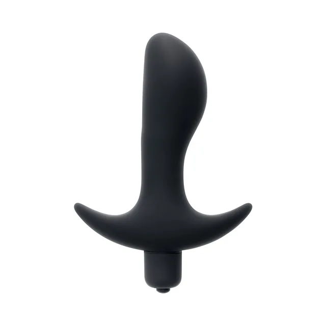Upright front view of black Selopa P-Spot Trainer with wide flared base