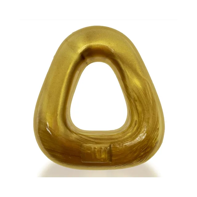 Front view of metallic-gold Zoid trapezoid ring