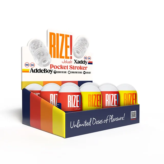 Rize The Pill 12-pack stroker display with assorted cartons