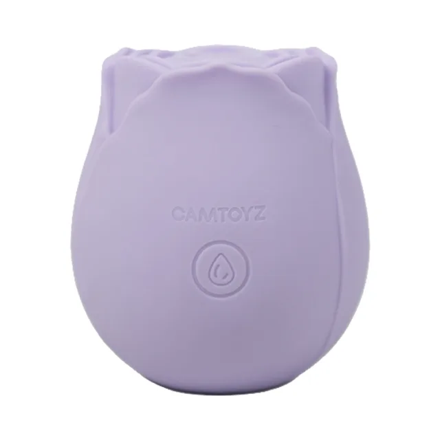 Camtoyz Tap Rose purple pulsation stimulator front view showing the rosebud-shaped body and single button