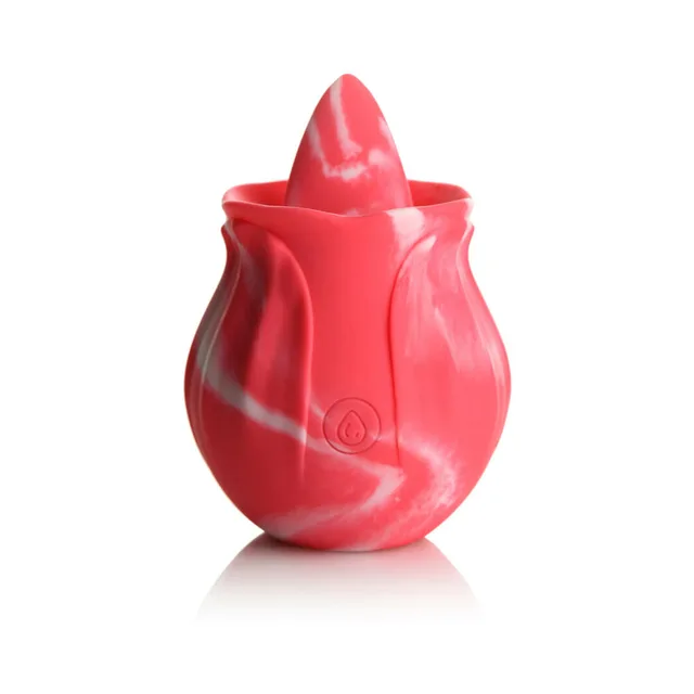 Upright pink silicone rosebud device