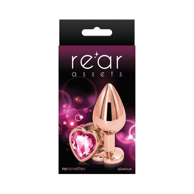 Medium pink heart Rear Assets rose gold plug retail box