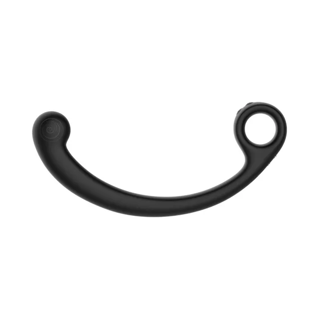 Black SVibe AXI Snail wand lying horizontally with curved shaft and ring handle