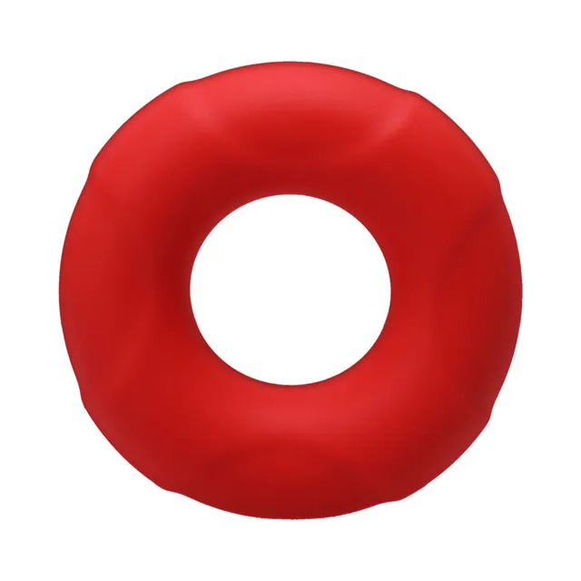 Front view of red medium Buoy scalloped ring