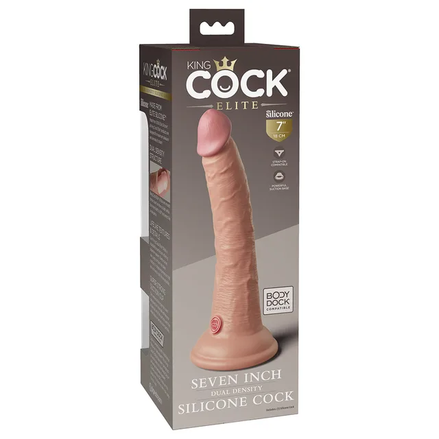 King Cock Elite Beige 7-inch dildo angled retail box