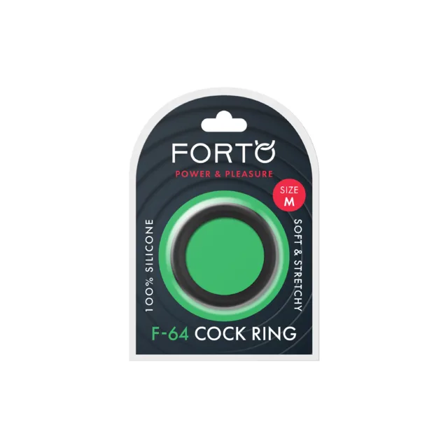 Forto F-64 medium black cock ring in retail package