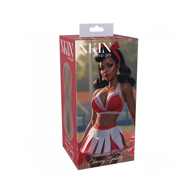 Xkin Cherry Splitz stroker in red cheer-themed box