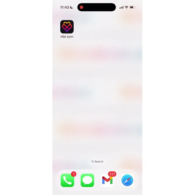 Phone home screen showing the Vibe Sync app icon for Lyra