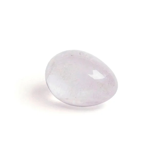 Angled side view of polished Prism drilled yoni egg