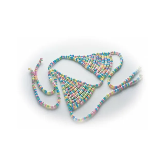 Multicolor edible candy bra with triangle cups and narrow straps