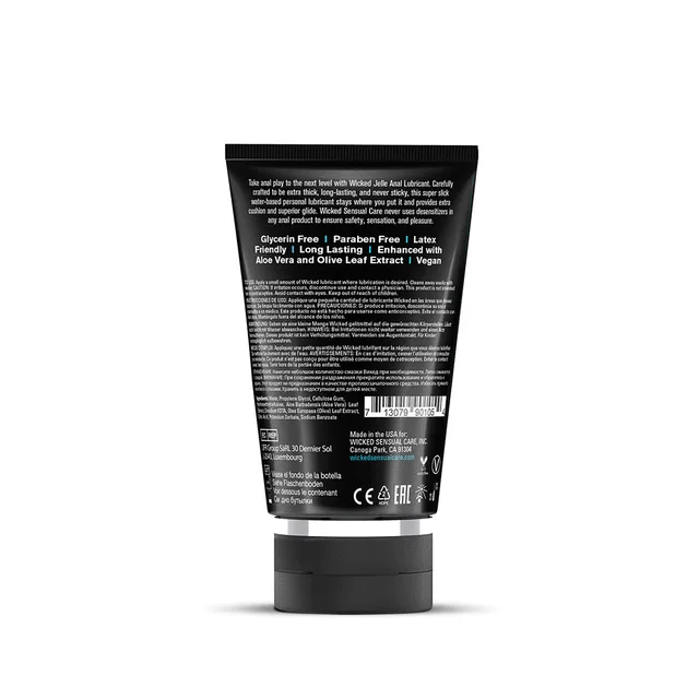 Wicked Jelle 4 oz black squeeze tube back panel