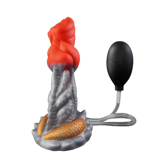 Camtoyz Garon multicolor splash dildo upright with black squeeze bulb and clear tube