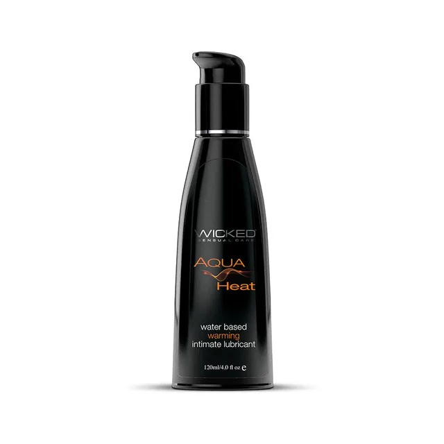 Wicked Aqua Heat 4-ounce lubricant black pump bottle front view
