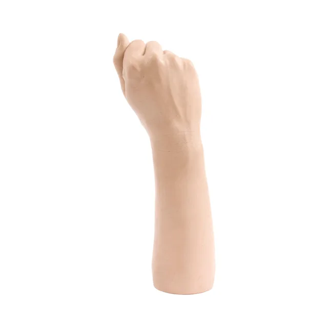 Side view of unboxed flesh-tone forearm and closed-fist design