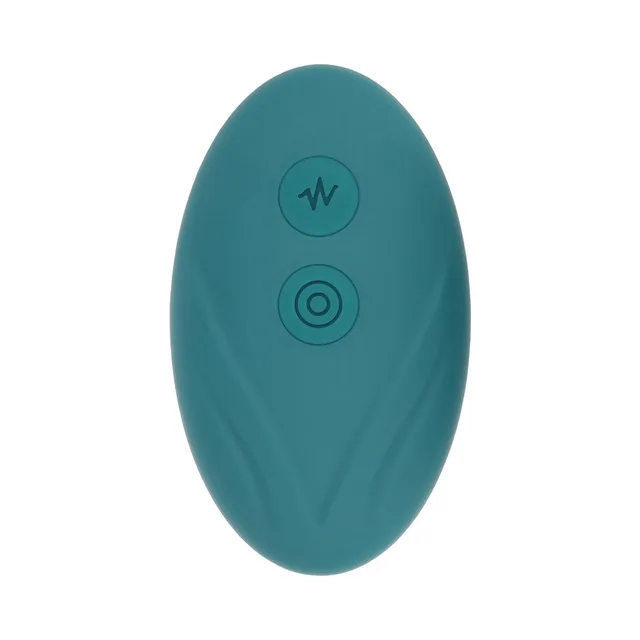 Evolved Oval Office teal remote vibrating egg oval remote close-up