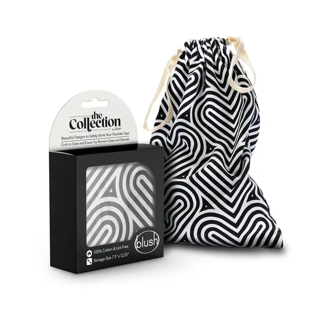 The Collection Bomba cotton toy bag zebra drawstring pouch beside window box