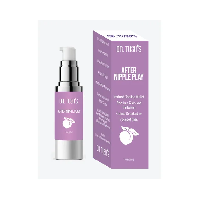 Dr. Tush's After Nipple Play pump bottle and lavender box