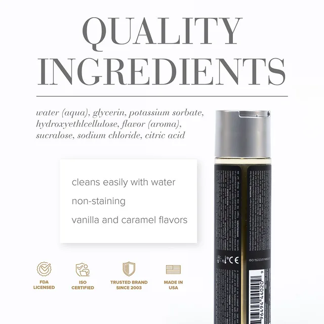 System JO Gelato Creme Brulee 4 oz ingredient panel beside bottle rear