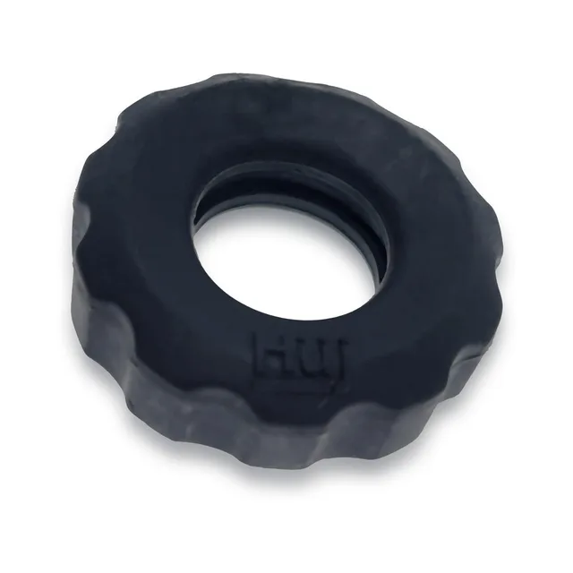 Single black SuperHuj ring with scalloped outer edge