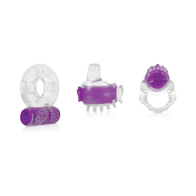 Evolved Ring True Clear Purple Ring Set three distinct rings arranged together